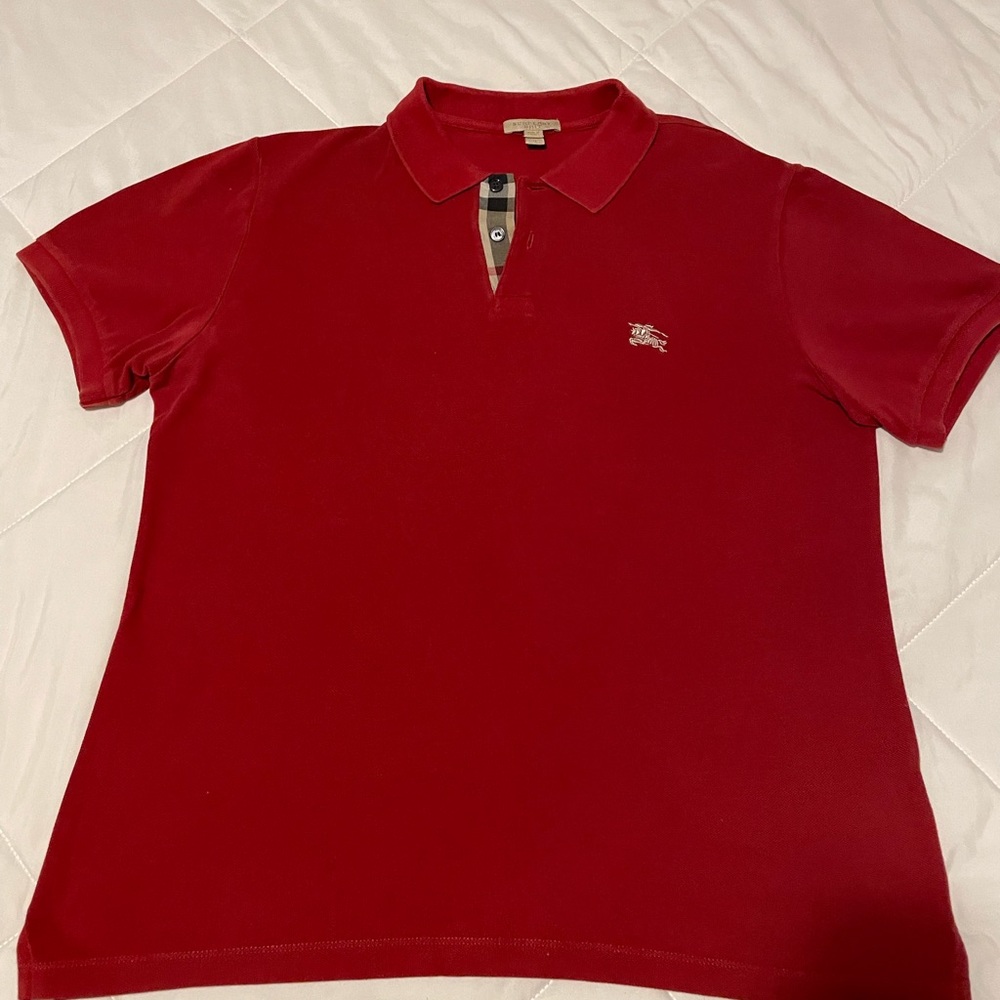 Burberry Mens polo. Size Large. Red